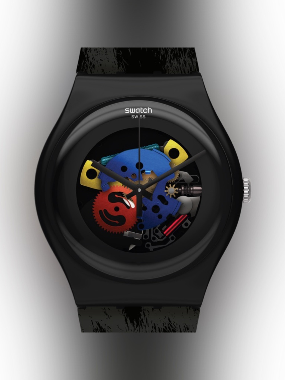 Swatch Skeleton Dial Watch Black Strap